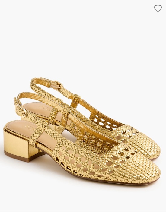 J. Crew Factory Shoes - J Crew Rich Gold Woven Slingback Low Block Heel size 8.5